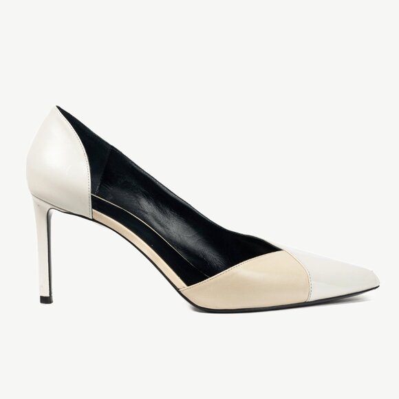 Celine Ivory & Beige Two-Tone Pointed-Toe D'Orsay Pumps - Picture 1 of 9